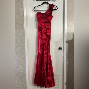 Blondie Nites Silk Red Mermaid Dress